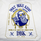 White tall tee back graphic with skull, DBK branding, and EST. 2012.