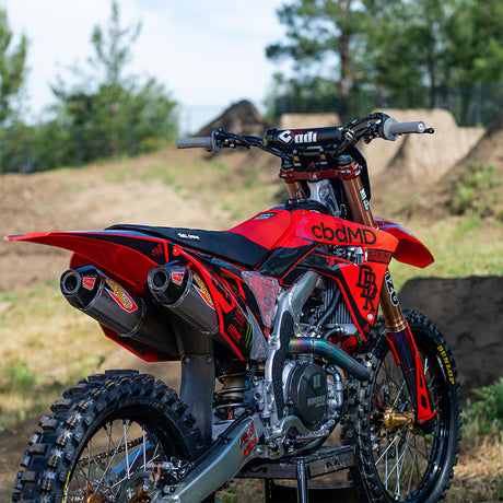 Honda CRF450/250 Twitch Edition motocross bike front three-quarter view, red and black