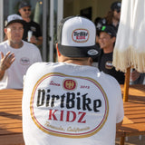Premium tall tee, white, with DirtBike KIDZ oval back logo graphic