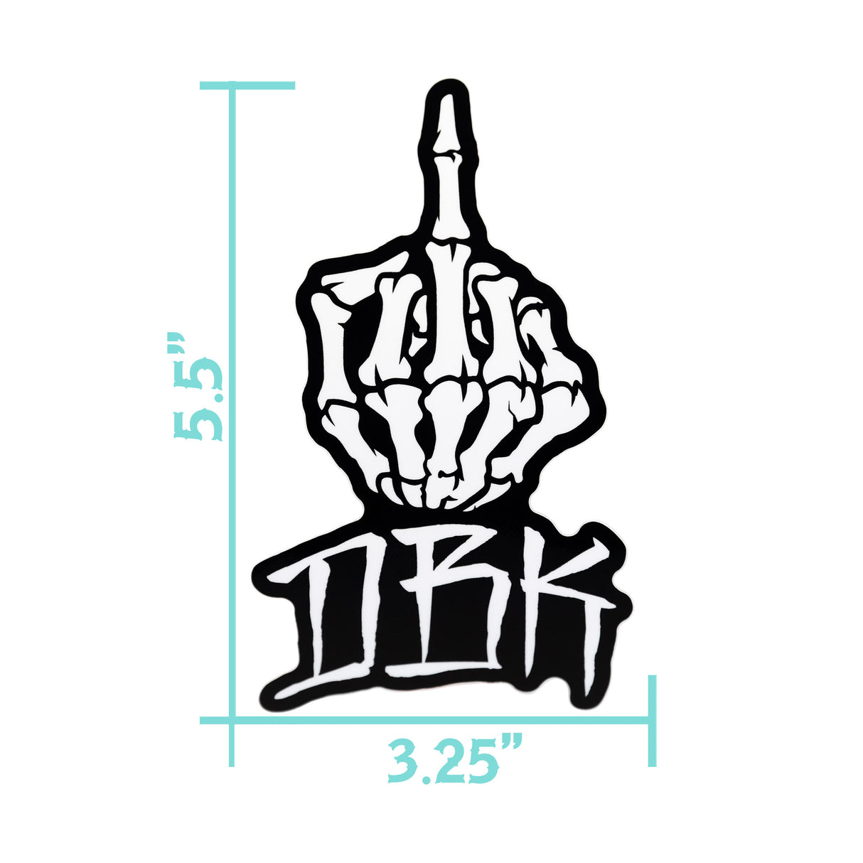 Black graffiti-style middle finger sticker with bold outline; size shown 3.25 in