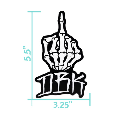 Black graffiti-style middle finger sticker with bold outline; size shown 3.25 in