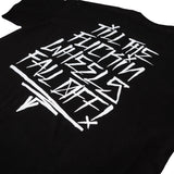 Black FU Tee with large white back typography graphic print.