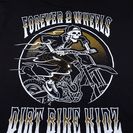 Black Ghost Rider Tee close-up of back skull biker circle graphic