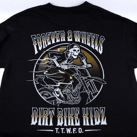 Black Ghost Rider Tee close-up of back skull rider circle graphic