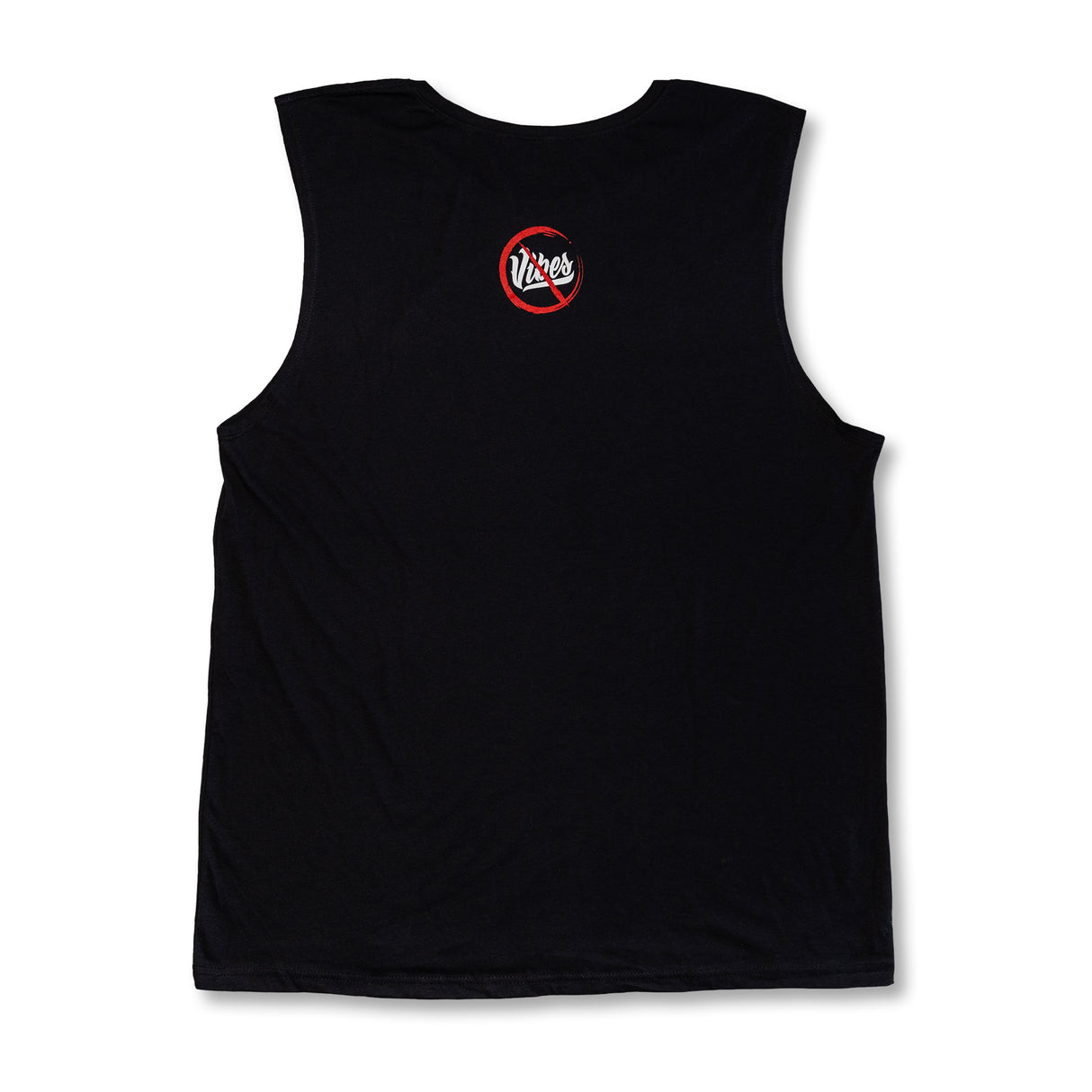 Black mens tank top with small Vibes logo on the front left