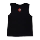 Black mens tank top with small Vibes logo on the front left