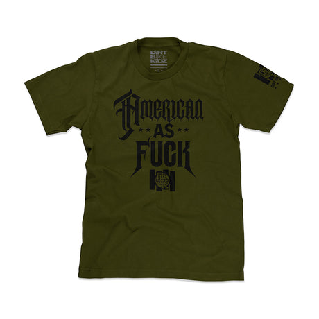 Military green crewneck graphic T-shirt front view with bold centered design