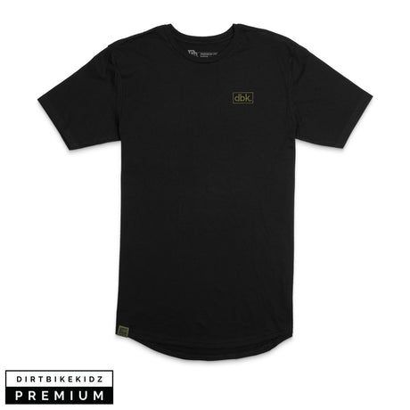 Black premium tall T-shirt with small dbk logo on left chest