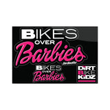 Sticker pack with black and pink bike-themed logo graphics, rectangular design.