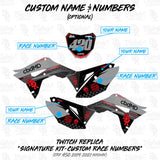 Custom name and number placement template for dirt bike side panels and front shroud