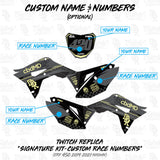 Custom name and number placement template for dirt bike graphics on side panels and shrouds