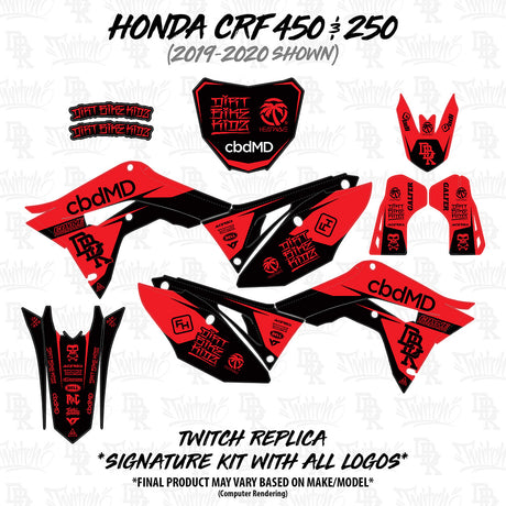 Honda CRF450/250 Twitch Edition decal and panel kit in red and black