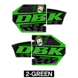Green DZK exhaust sticker pair with Cheech face and Parts Co logo