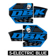 Blue DZK exhaust sticker pair with Cheech face and Parts Co logo