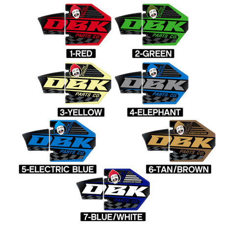 Colorful DZK exhaust sticker set with Cheech face and Parts Co text