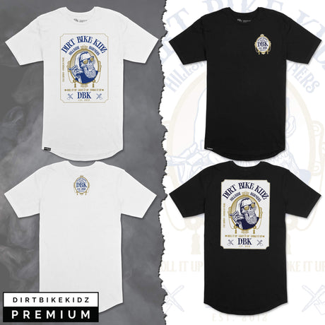 Tall tee set in white and black with DBK logo graphic on the front.