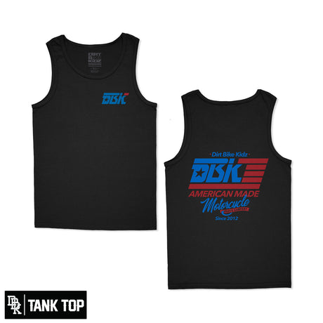 Black tank top with DBK American Made Motorcycle logo on front.
