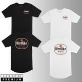 Premium tall tee, black, with DirtBike KIDZ oval chest logo graphic