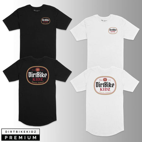 Premium tall tee, black, with DirtBike KIDZ oval chest logo graphic