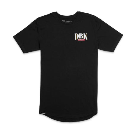 DBK Premium Tall Tee, black, small chest DBK Moto Co. logo