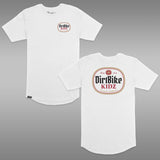 Premium tall tee set, white, with DirtBike KIDZ oval front and back logo graphic