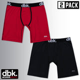 Men's boxer briefs 2-pack: red and black with black-trim waistband and contoured pouch