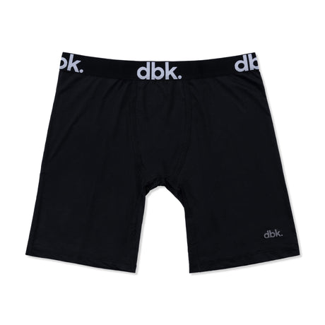 Black boxer briefs with elastic waistband and contoured front pouch