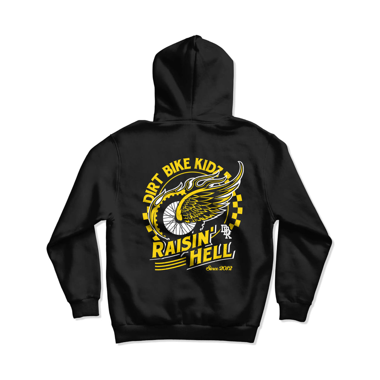DBK Wreckers Hoodie, black back print with “DIRT BIKE KIDZ” and “Raisin' Hell”