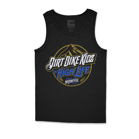 Black sleeveless tank top with 'Dirt Bike Kidz' 'High Life' graphic on chest