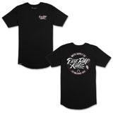 Black premium tall T-shirt with small chest graphic and crew neck