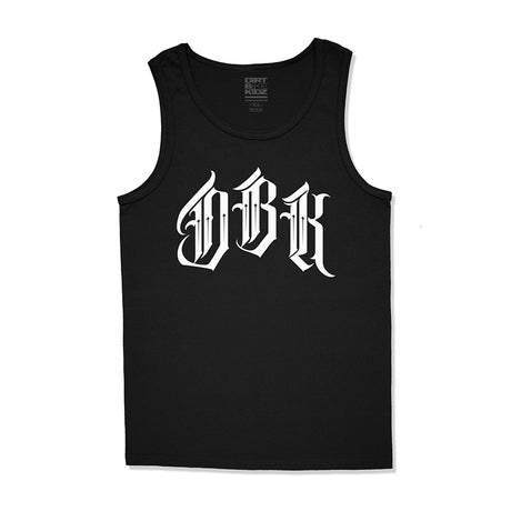 Black Old-E Tank sleeveless shirt with crew neck and white front logo
