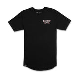 Black premium tall tee with small front chest logo