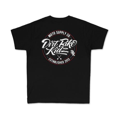 Youth Premium Tee black T-shirt, large back “Dirt Bike Kidz” circular logo