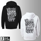 Dirt Bike Kidz hoodie, black with large back graphic logo and hood.