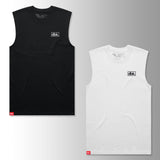 Athletic tank top pair: black and white styles with dbk chest logos