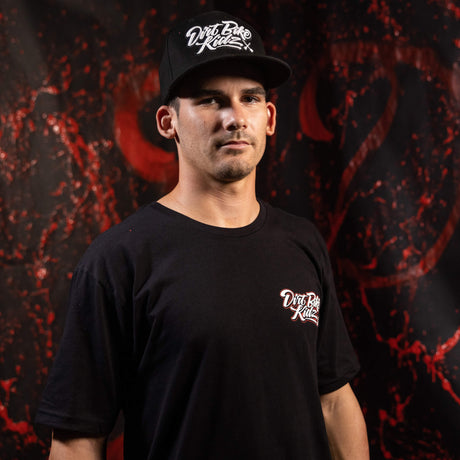 Black premium tall tee with small chest Dirt Bike Kidz logo