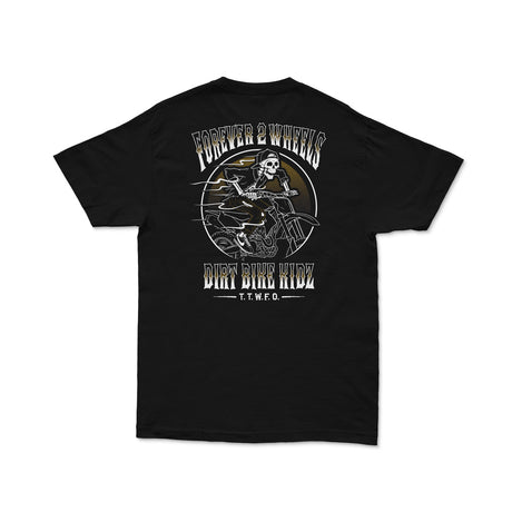 Black Ghost Rider Tee with large back skull biker graphic and text