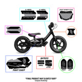 Bike graphics placement diagram with sticker labels for frame, battery, and wheel areas