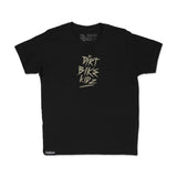 Youth black premium tee with centered front “Dirt Bikes Kidz” logo