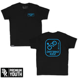 Black youth premium tee set with Dirtbike Kidz logo on chest and large back graphic