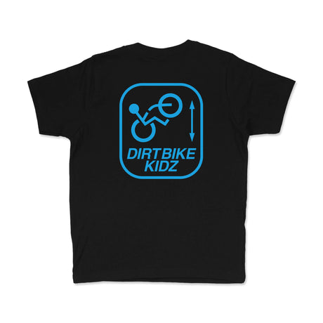 Black youth premium tee with large Dirtbike Kidz back graphic