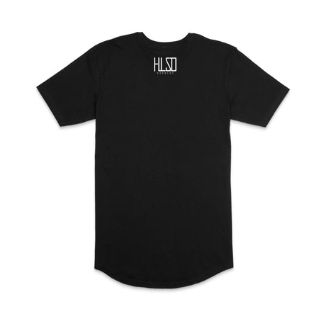 Black T-shirt with small white HILSD BURNERS logo on the chest