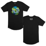 Hillside Burners black T-shirt shown front logo and back small logo