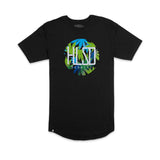 Black Hillside Burners T-shirt with circular colorful chest logo graphic