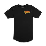 Black Fast Times graphic T-shirt with small chest logo, crew neck short sleeves