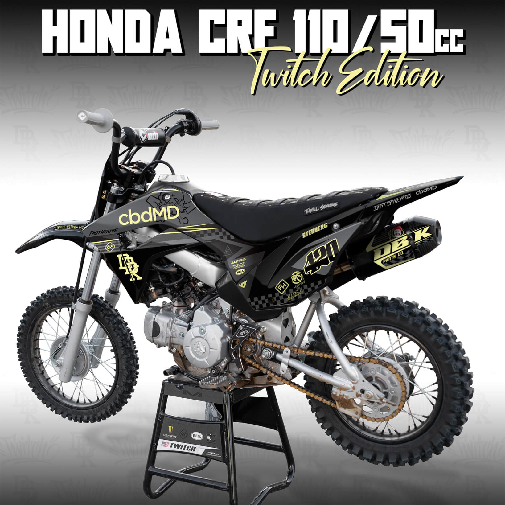 【tama様】 lithium crf matte dark titanium Honda CRF 110 Faded Edition | Twitch Replica Graphics | Black