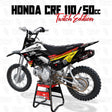 Honda CRF 110/50 Sunrise Edition: schwarzes Dirtbike mit bunt gestreiftem Dekor