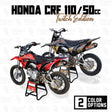Honda CRF 110/50 Twitch Edition motocross graphics kit on red and black bike
