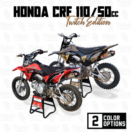 Honda CRF 110/50 Twitch Edition motocross graphics kit on red and black bike