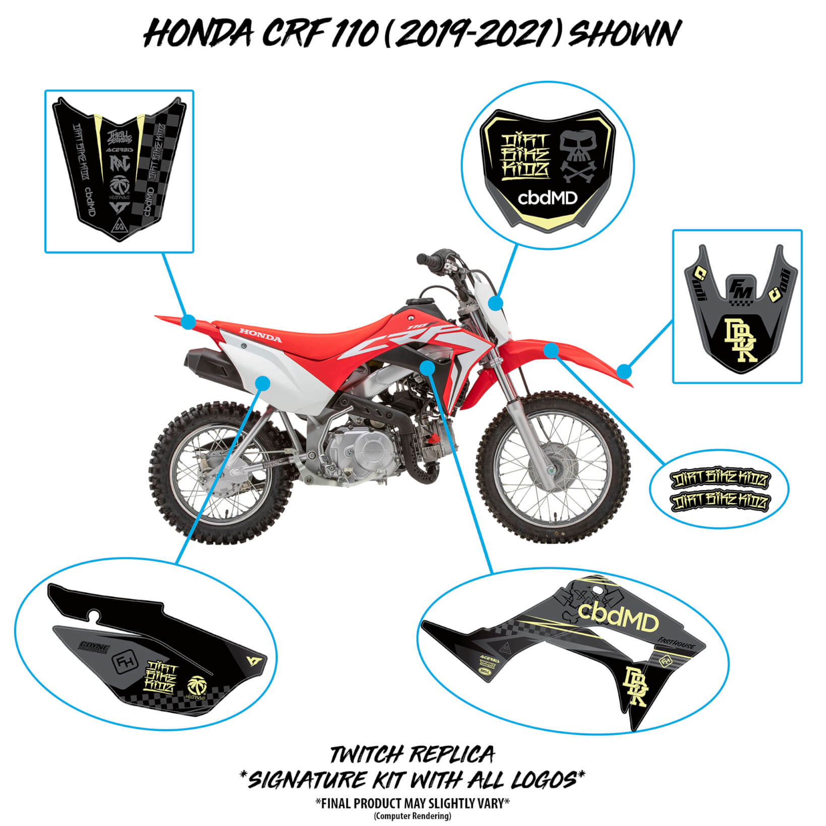 Honda CRF 110 Faded Edition | Twitch Replica Graphics | Black